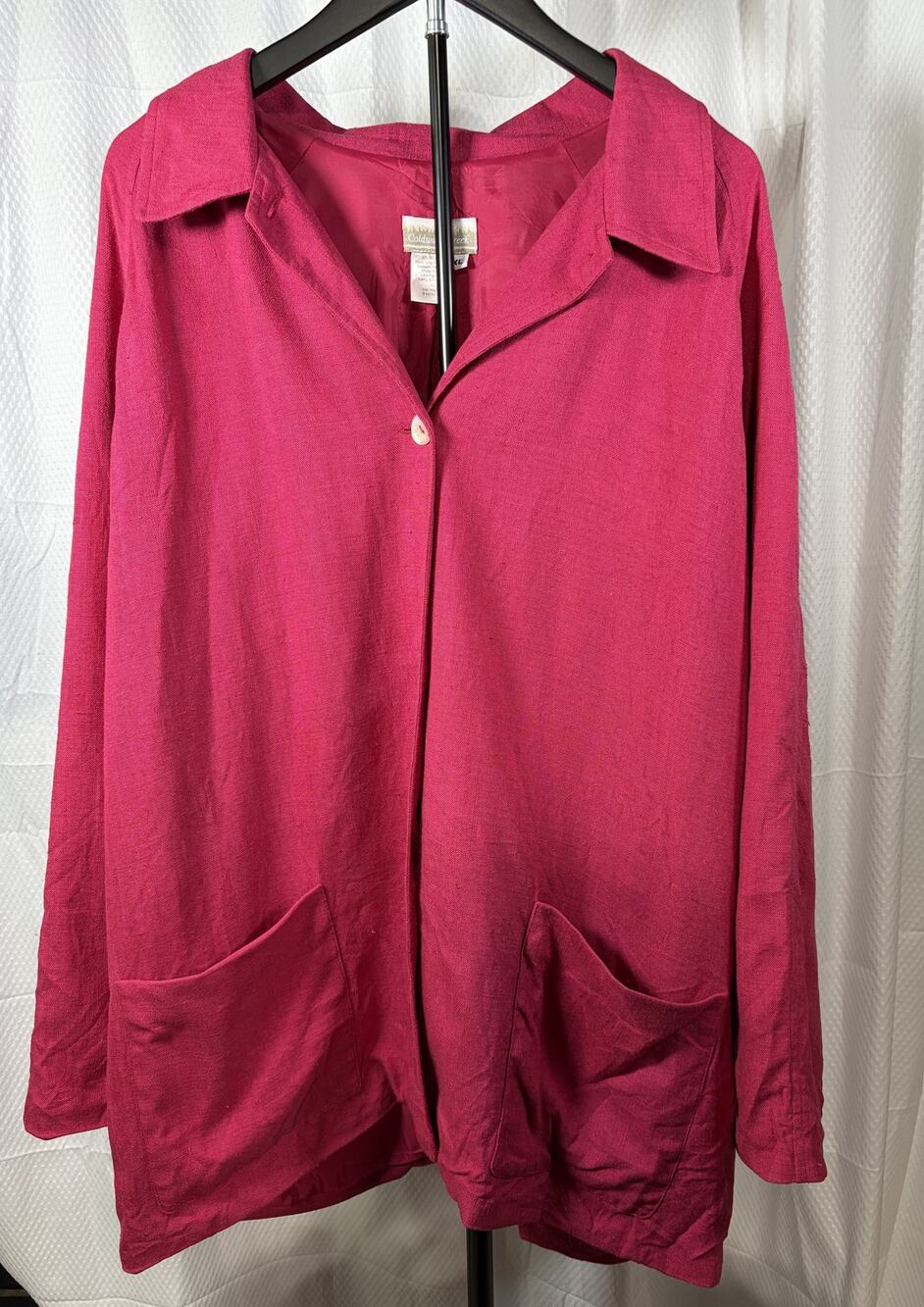 Coldwater Creek Hot Pink 100% Silk Button Down Jacket EUC